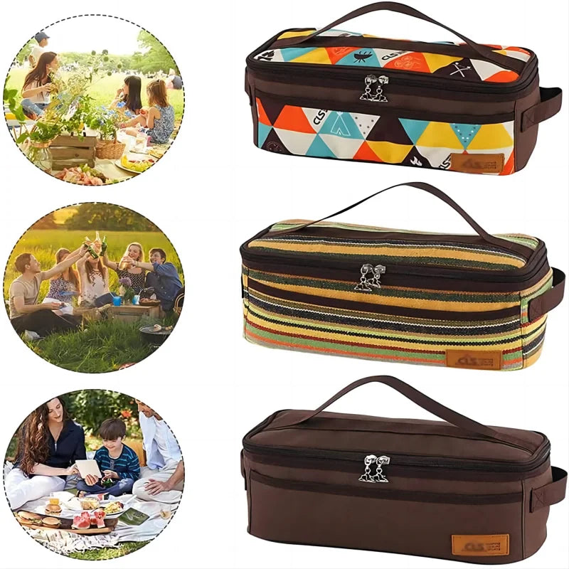 Camping Cooking Utensils Storage Bag Portable BBQ Travel Kitchen Toolkit