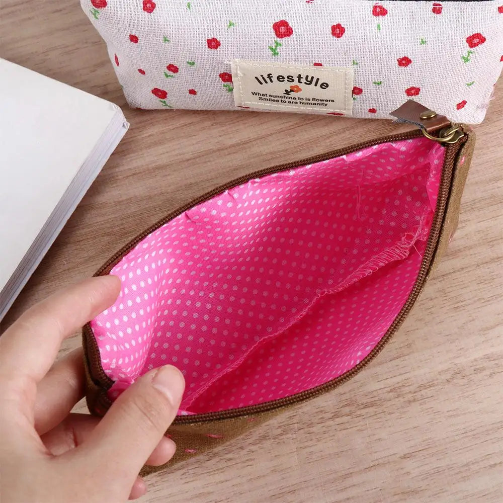 School Supplies Kawaii Fabric Student Makeup Bag Cosmetic Bag Pencil Bag Zipper Pouch Pencil Case Pen Bags