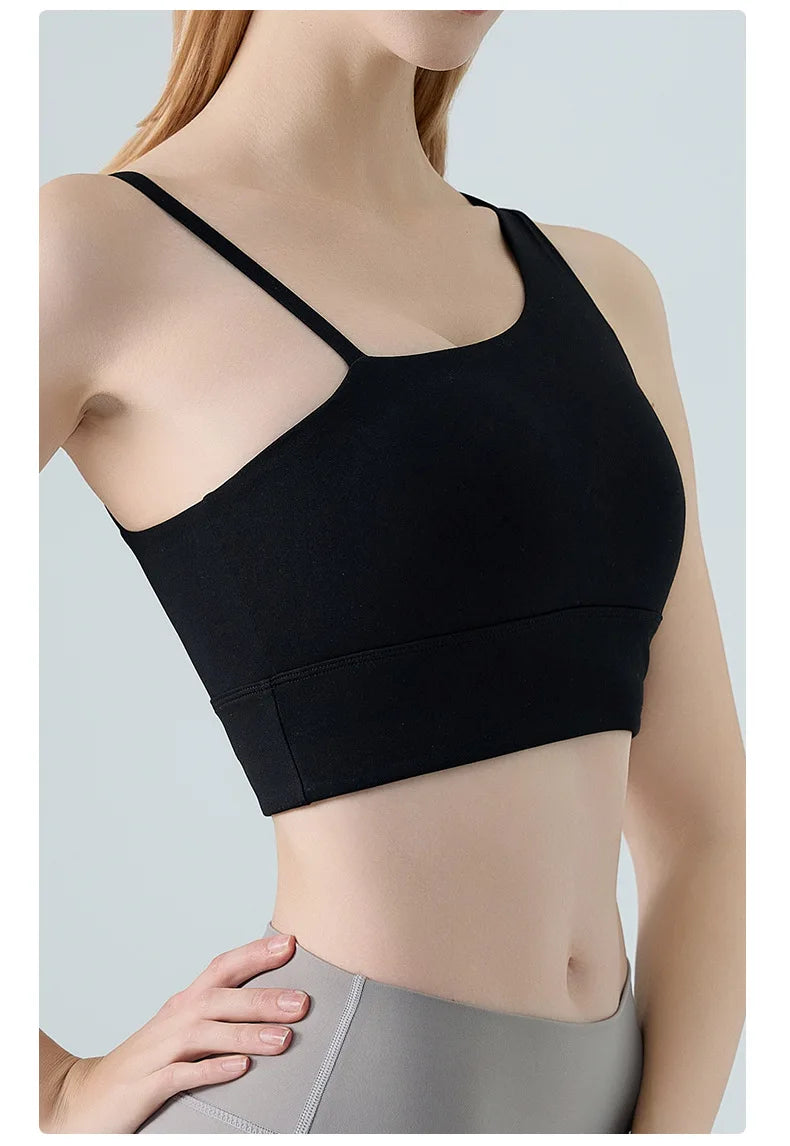 Sports Bra for Women, Shock-absorbing and Anti Sagging Bra, Worn Externally with Chest Cushion, Sloping Shoulder, Fitness Dance