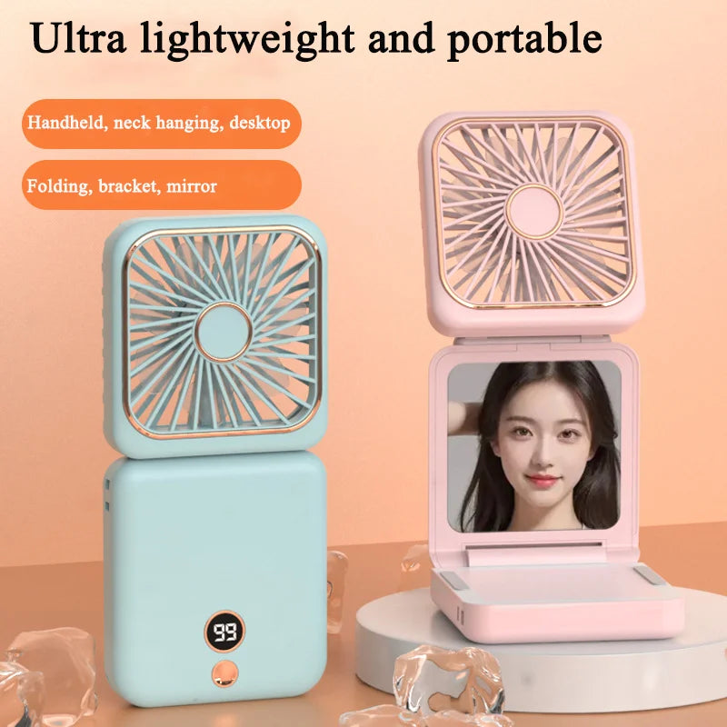 3-in-1 Mini Portable Neck & Handheld Fan with Power Bank
