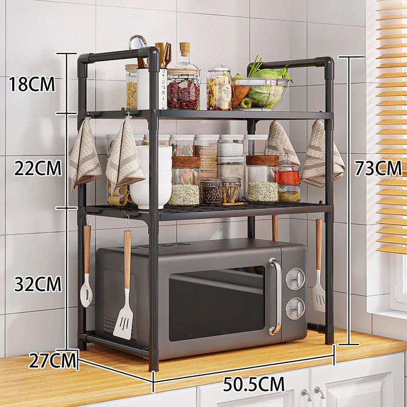 2-Tier Kitchen Microwave Storage Rack Condiment Organizer