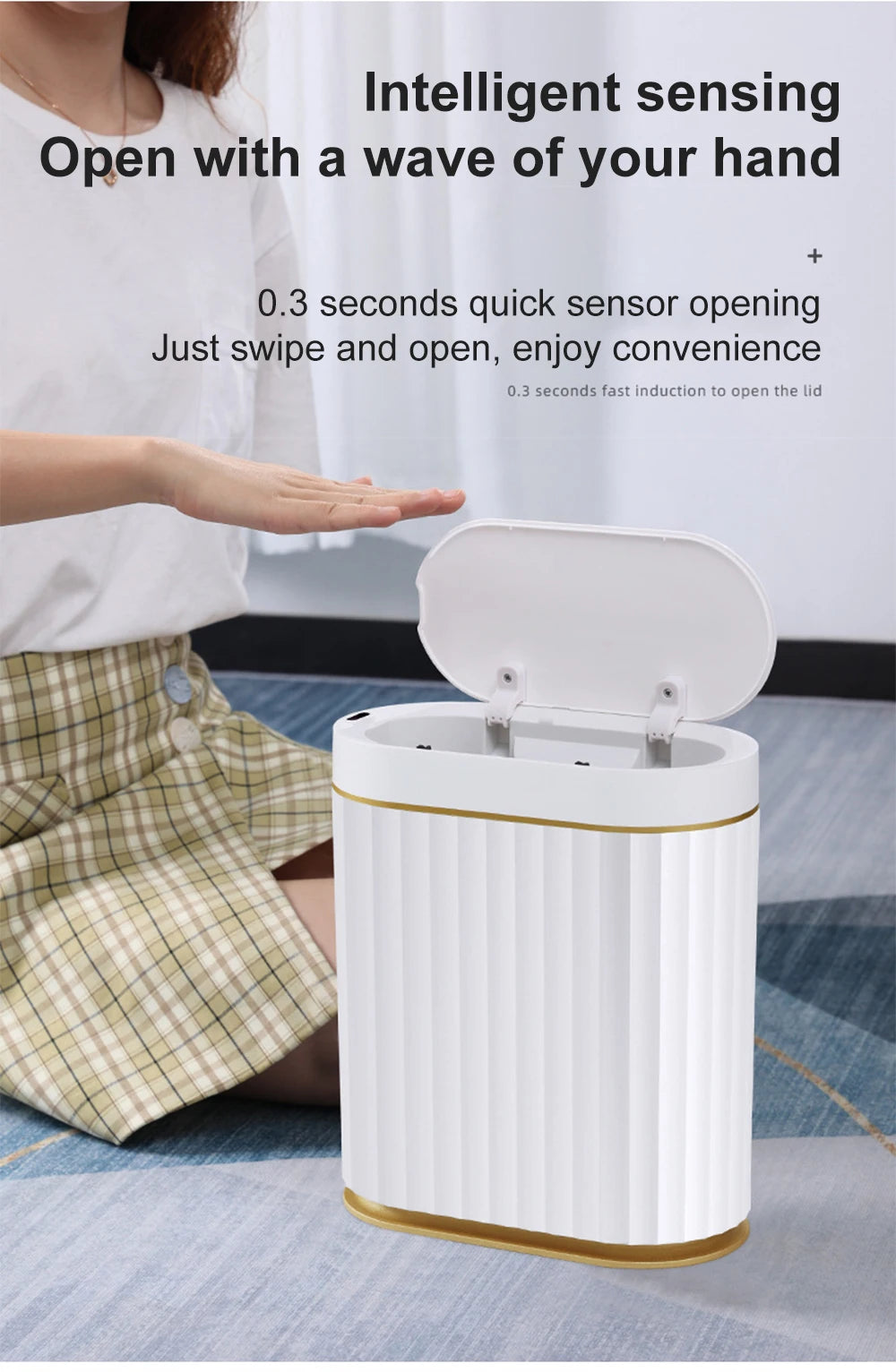 Smart Home Automatic Sensor Trash Can For Kitchen Bathroom Toilet Smart Trash Can Living Room Dustbin Wastebasket Waterproof Bin