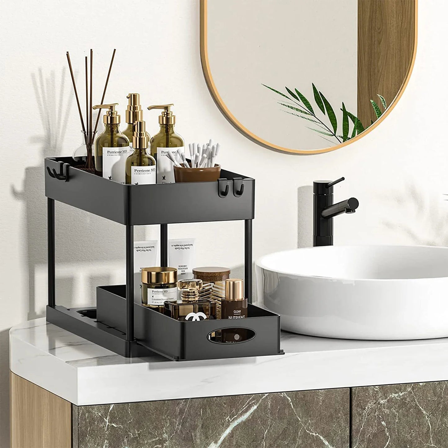 2-Tier Under Sink Organizer Sliding Drawer Rack