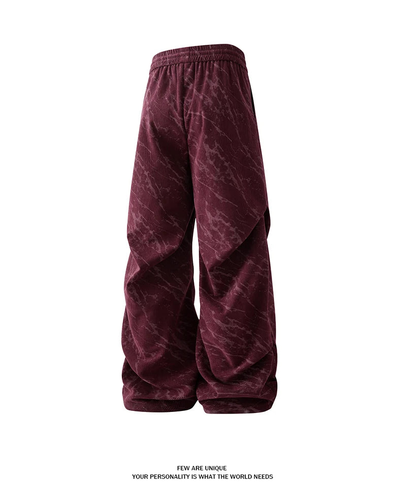Men’s Corduroy Tie-Dye Cargo Pants Loose Autumn Trousers