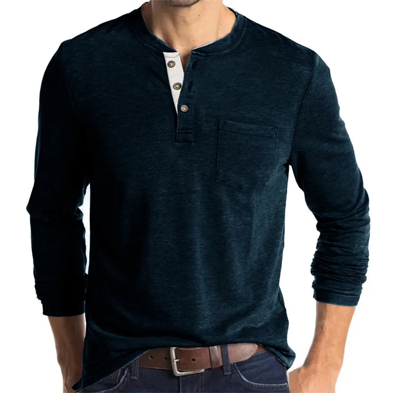 Men’s Casual Long Sleeve Elastic T-Shirt