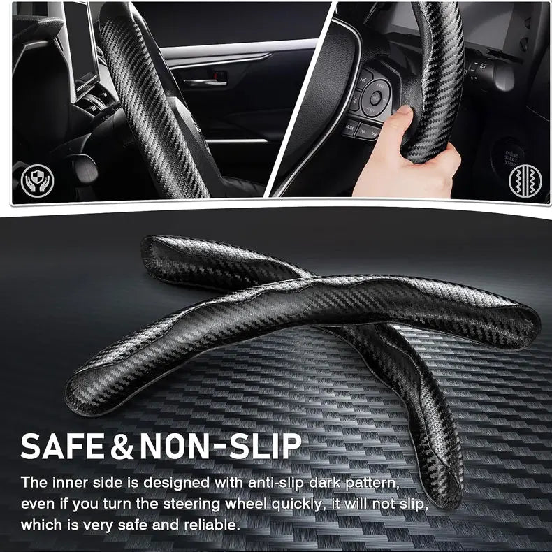 Carbon Fiber Steering Wheel Cover Universal Car Accessory