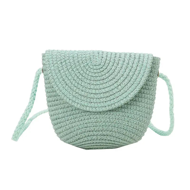 Girls’ Woven Straw Crossbody Shoulder Messenger Bag