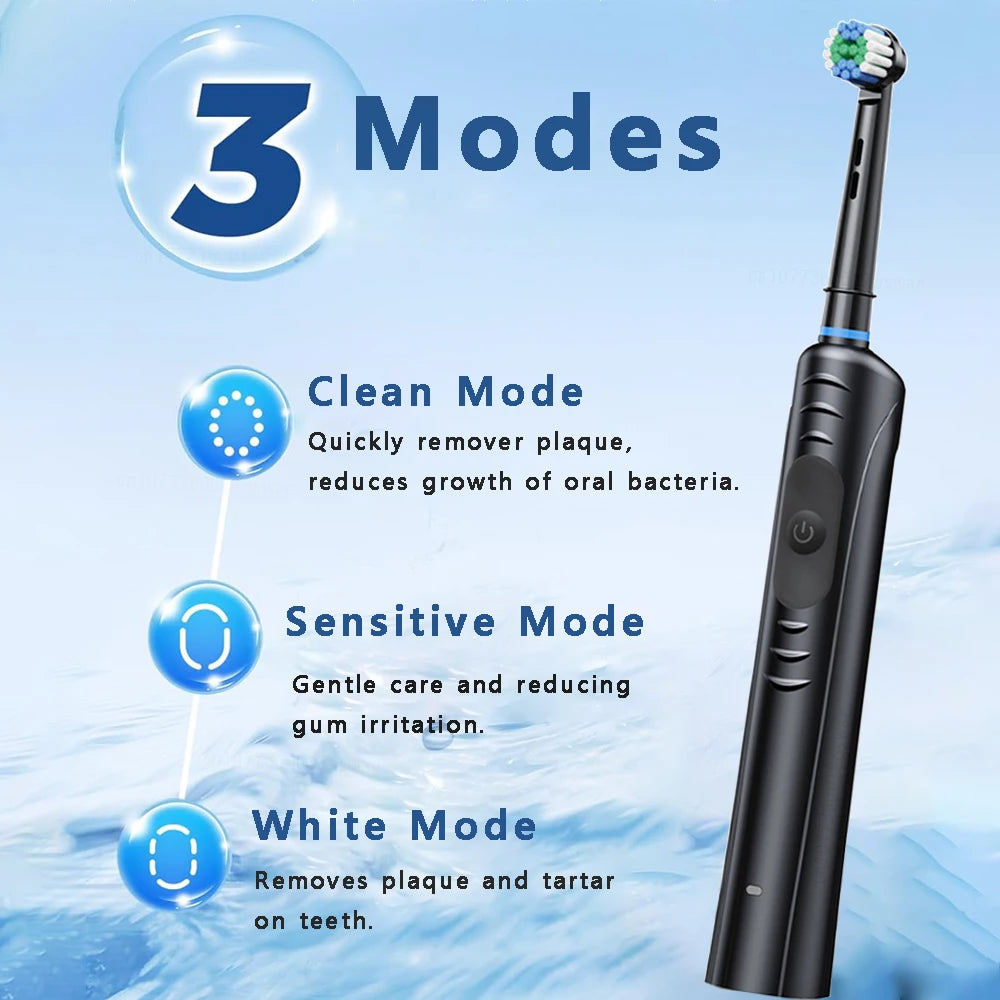 Rechargeable Rotary Electric Toothbrush – 8 Brush Heads