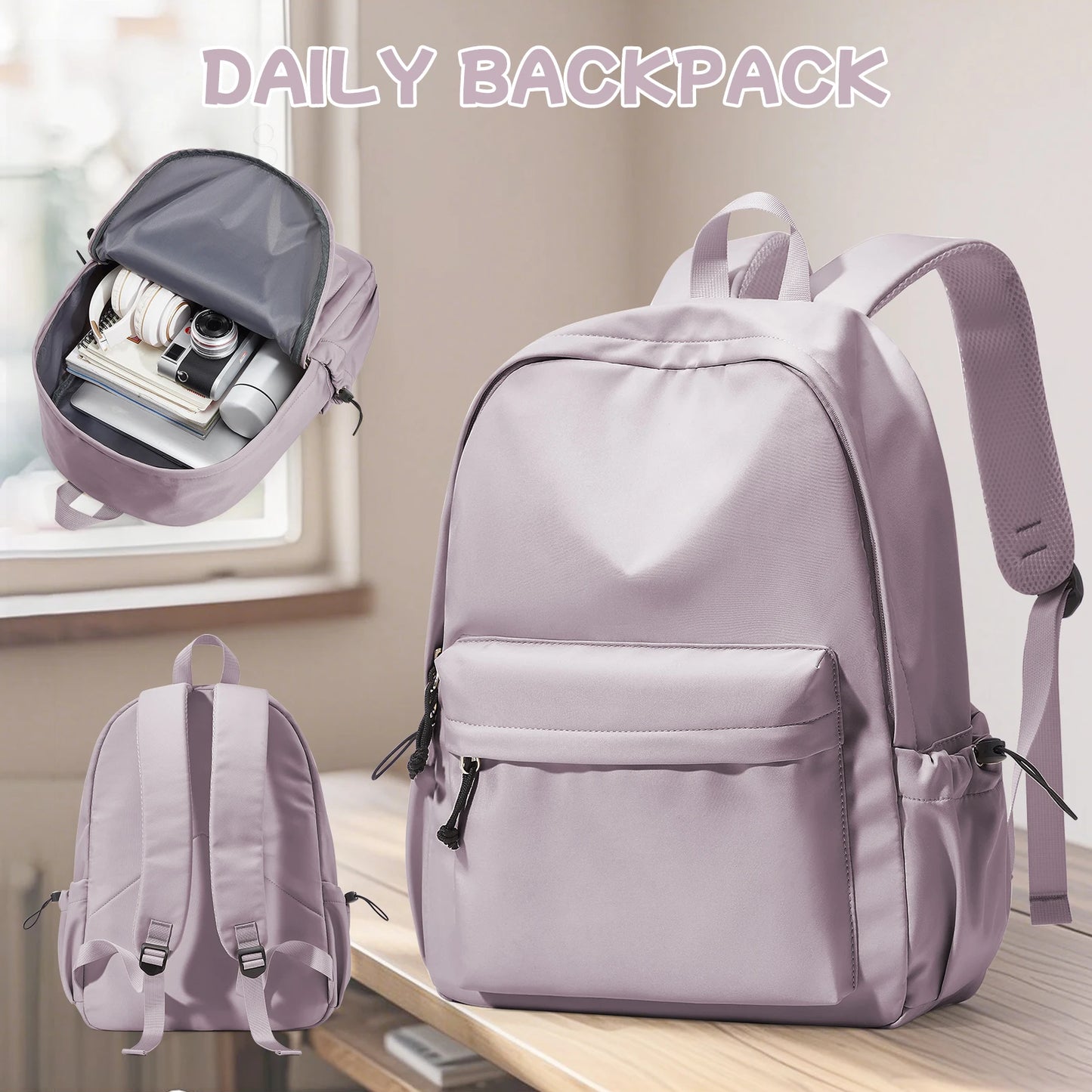 School backpack for Girl, Aesthetic Backpack for Women Cute Bookbag Preppy College Casual Lightweight Laptop Backpack Anti theft