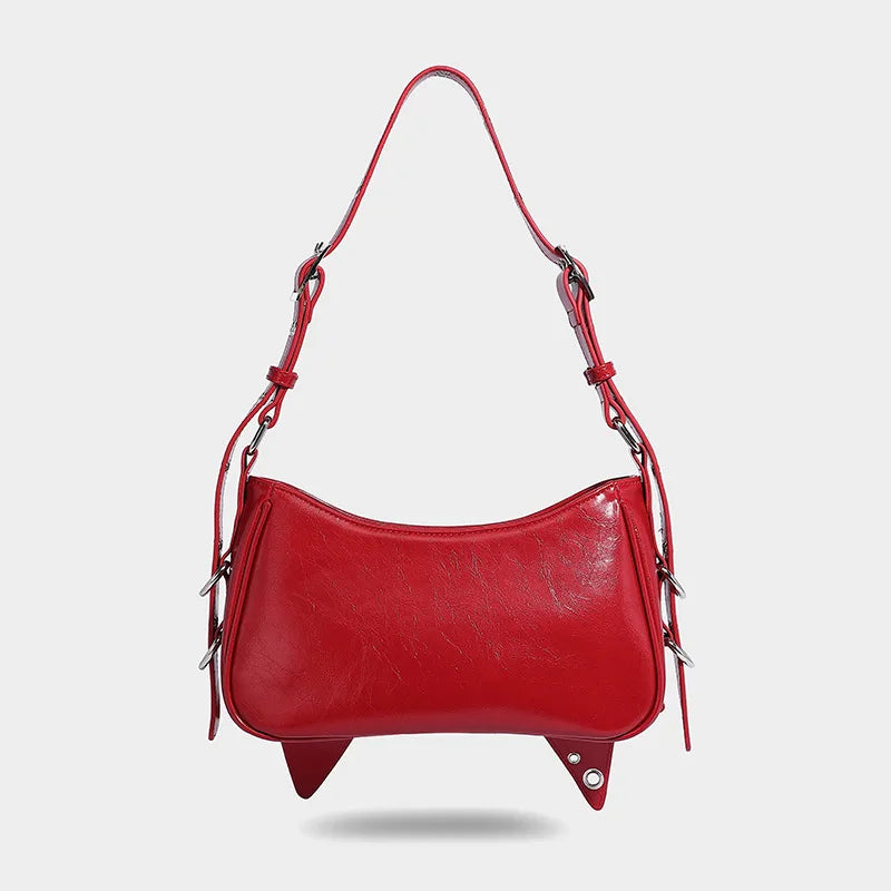 Spice Girl Rivet Bolsos Mujer Motorcycle Bow Bag Underarm Shoulder Bags American Style Sac Femme New Adjustable Strap Bolso