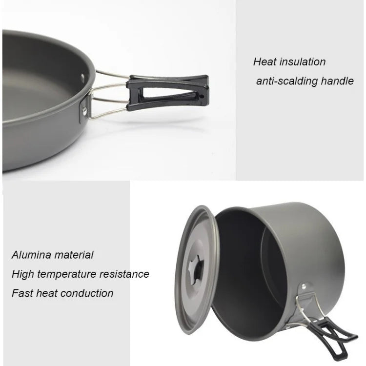 Camping Cookware Set Portable Pot & Pan for 1–7 Persons