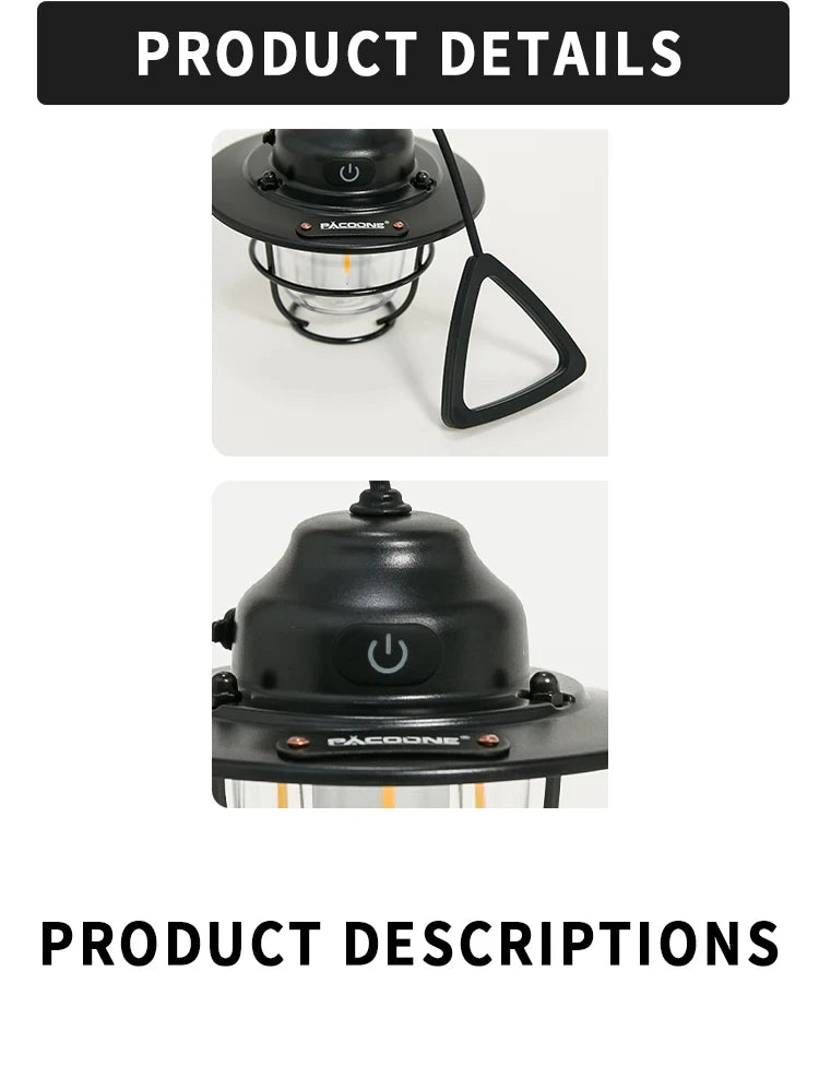 Modern Outdoor Camping Lamp – Dimmable Rechargeable Lantern