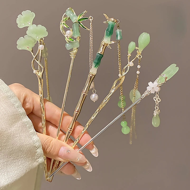 Chinese Style Bamboo Tassel Hairpin – Hanfu Headwear