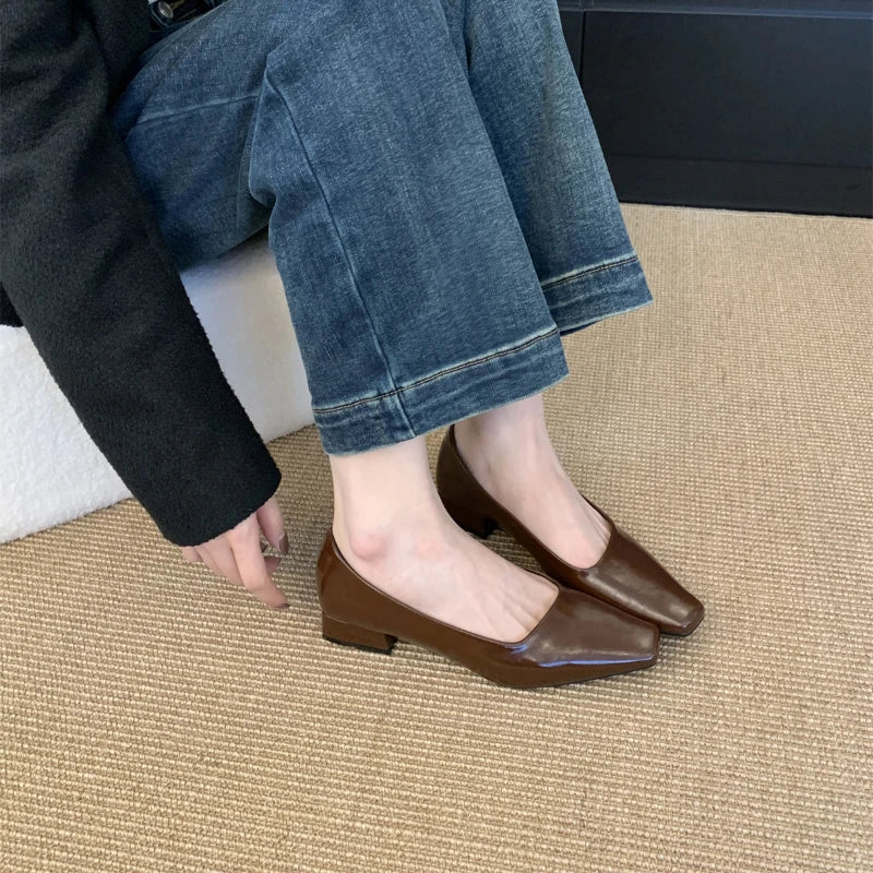 Elegant Women’s Low-Heel Pumps – Round Toe Spring