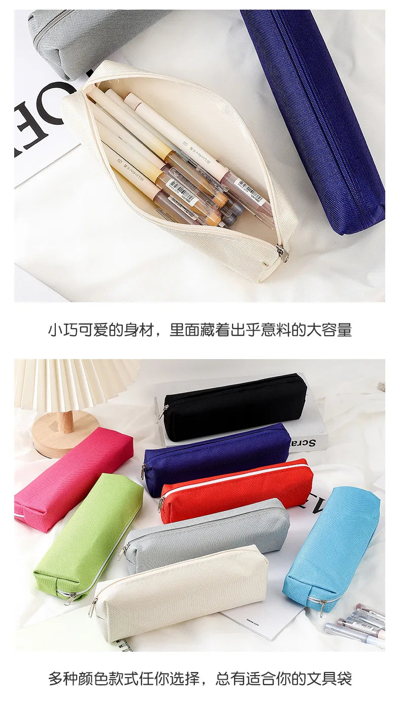 Simple Pencil Case School Supplies Pencil Cases Solid Color School Stationery Pencil Pouch Back To School