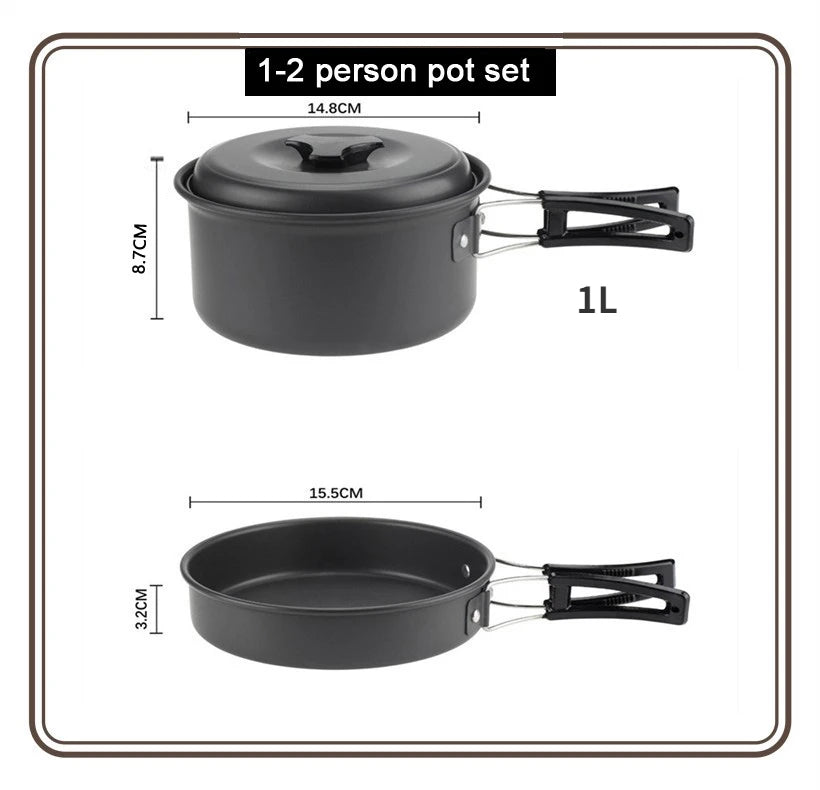 Camping Cookware Set Portable Pot & Pan for 1–7 Persons