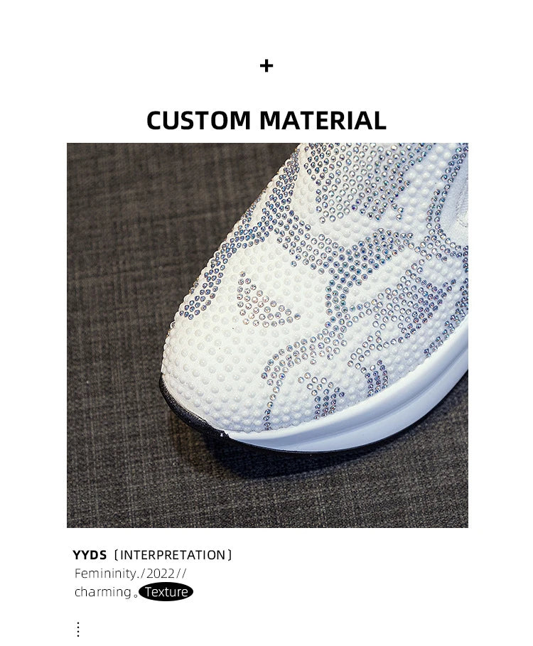 2023Women's Shoes  Autumn New Casual Small White Shoes Rhinestone Platform Sports Air Cushion Shoes Plus Size Zapatos De Mujer