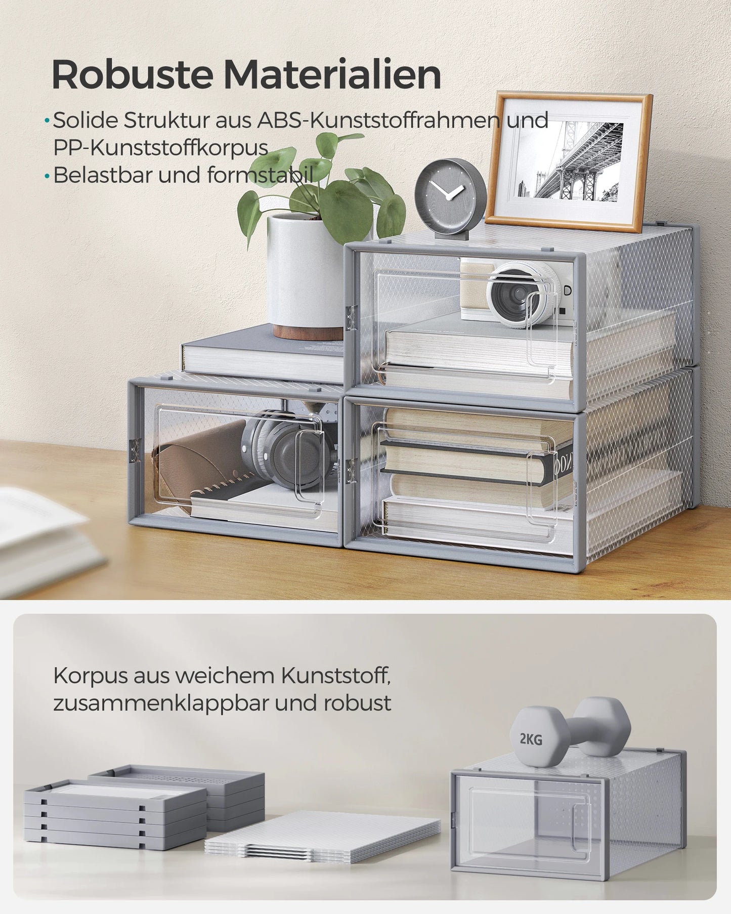 SONGMICS Set 18 Shoe Box Plastic Shoe Organizer for shoes up to size 44