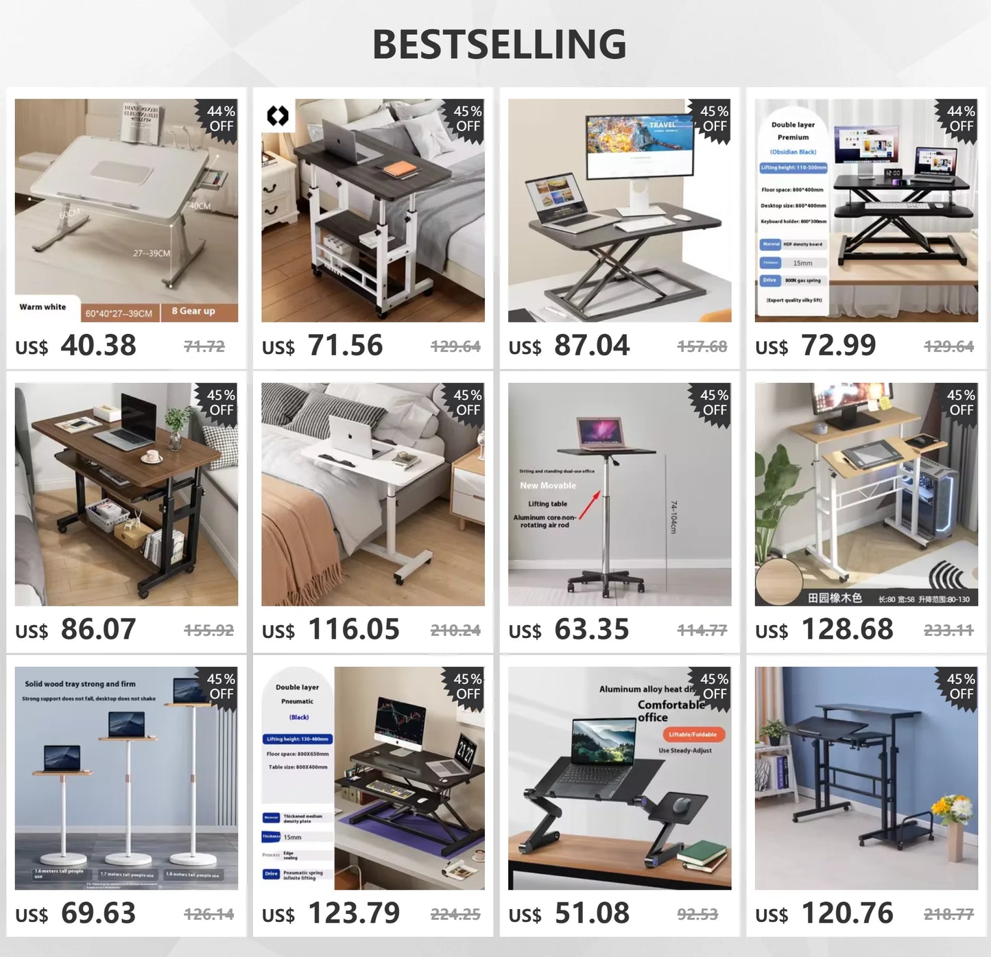 Modern Wooden Office Desk with Keyboard Shelf & Wheels
