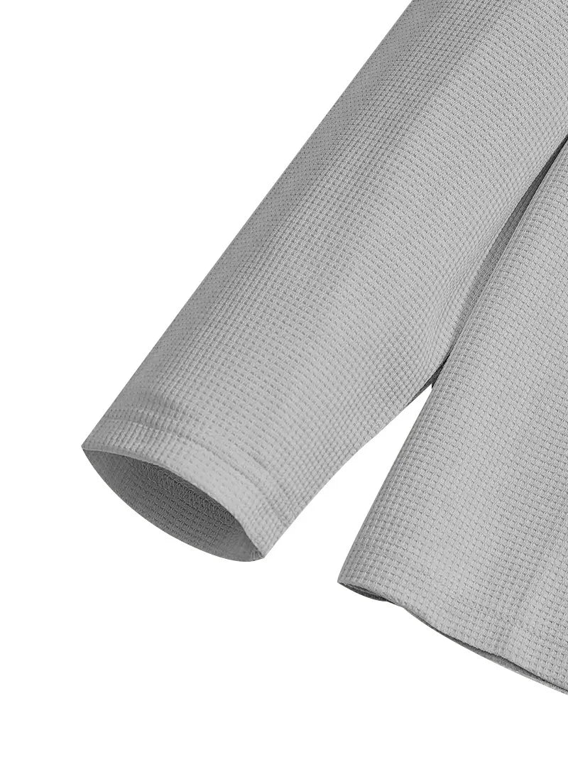 Spring and Autumn Men's Clothing Waffle Fabric Men's Suit Fashion Casual Zipper and Lapel Long Sleeve POLO Shirt Trousers Suit