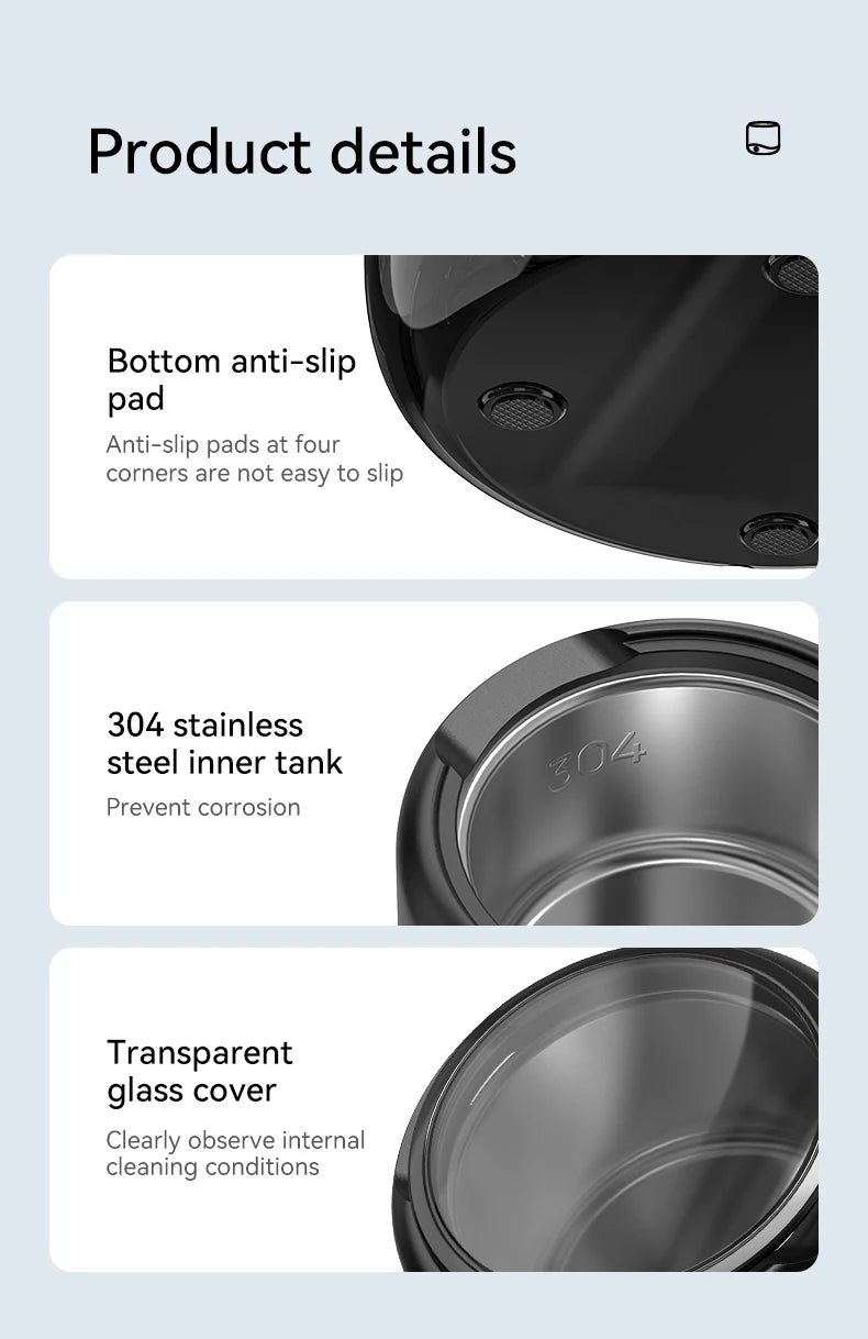 Ultrasonic Cleaner for Dentures 42-45KHz Professional Ultrasonic Cleaning Machine for All Dental Jewelry Watche Household Washer