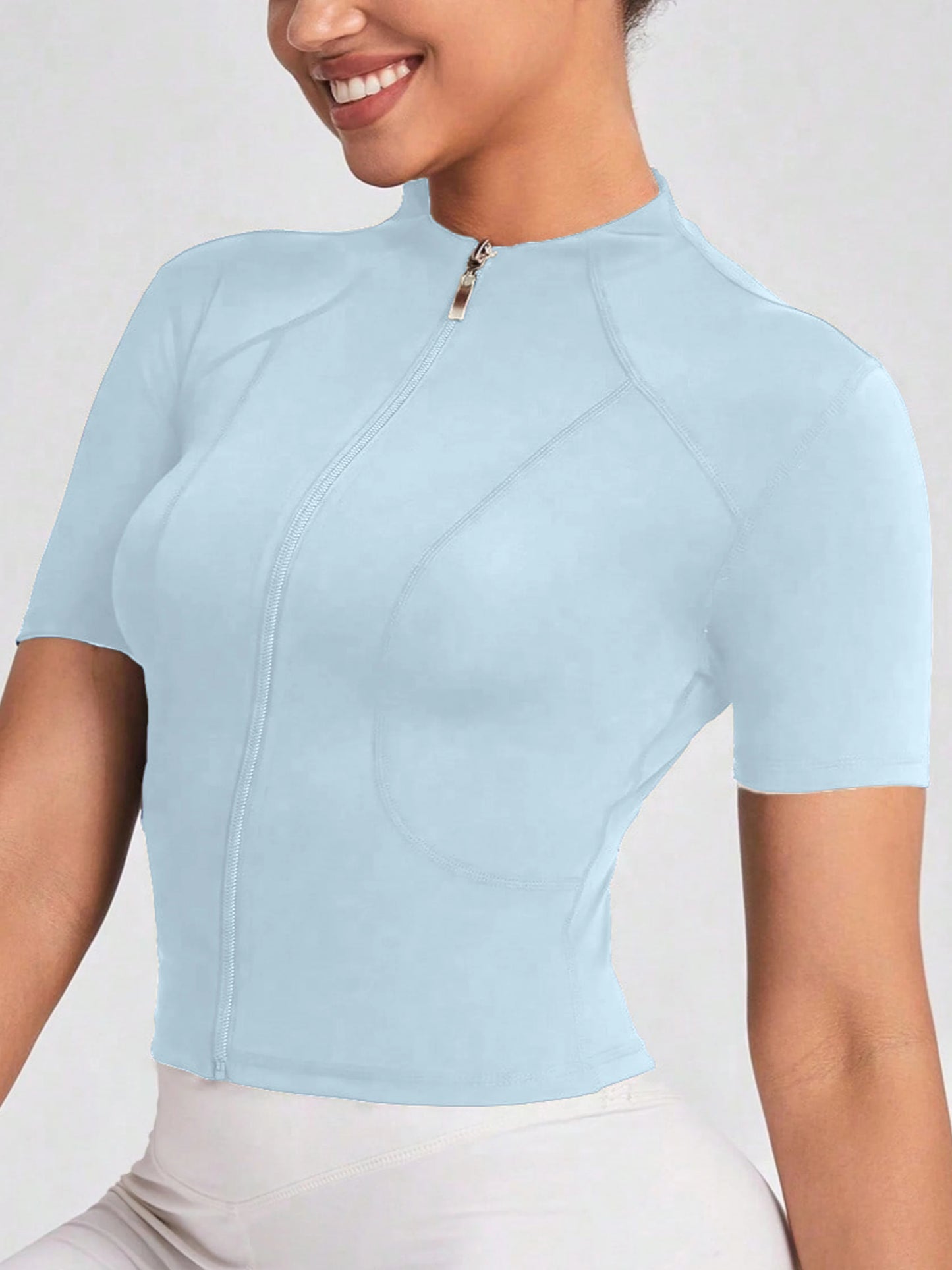 Women’s Yoga & Cycling Top – Zipper Sports T-Shirt
