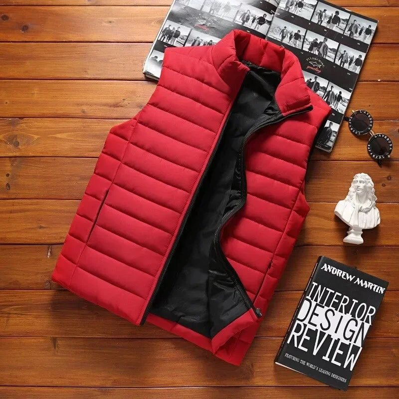 Men’s Winter Cotton Padded Sleeveless Vest Jacket