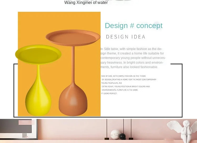 Simple Modern Wrought Iron Coffee Table Living Room Household Round Coffee Table Combination Creative Small Apartment Side Table