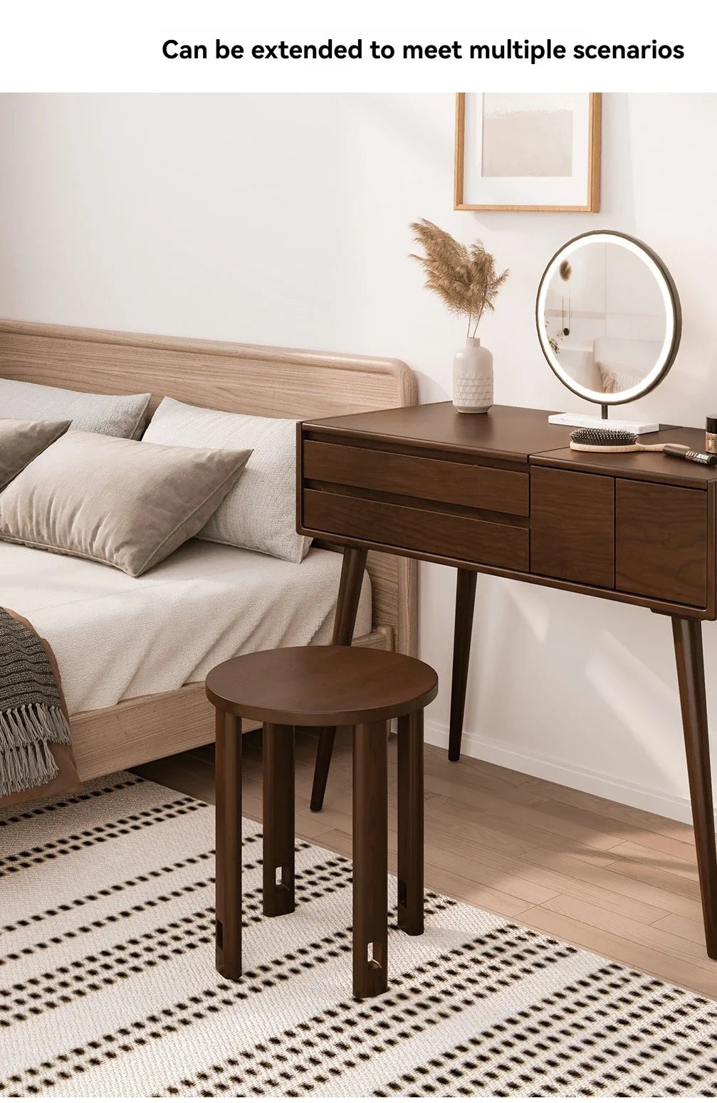 Stackable stool, modern dining table stool, natural wood, new Chinese style solid wood round stool