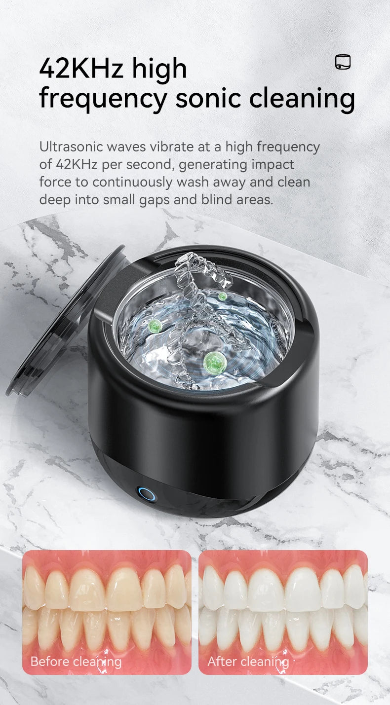 Ultrasonic Cleaner for Dentures 42-45KHz Professional Ultrasonic Cleaning Machine for All Dental Jewelry Watche Household Washer