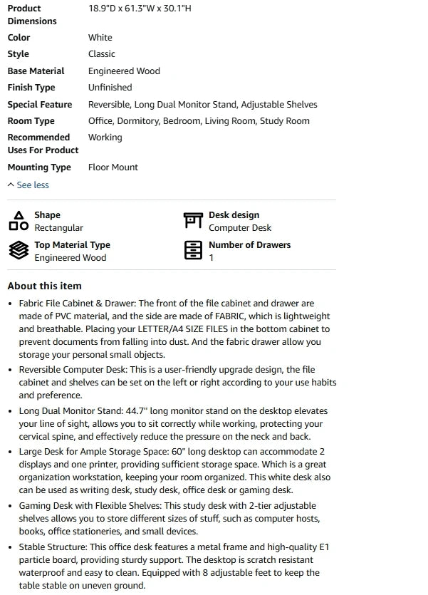 Satifur 93 inch 2-person Office Desk with Power Sockets and LED Lights,61in Computer Desk,Home Work Desk,Monitor Stands, Drawers