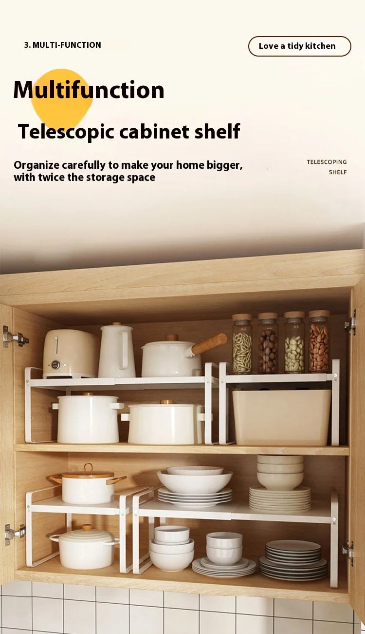 Retractable Kitchen Microwave Storage Rack Organizer