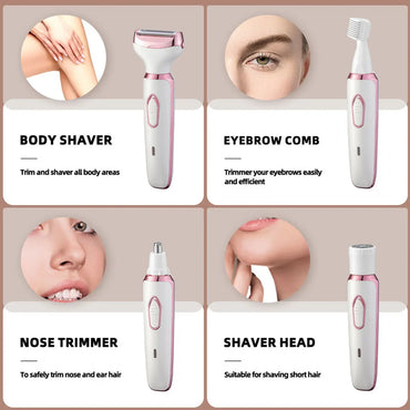 4-in-1 Electric Hair Trimmer for Women USB Rechargeable