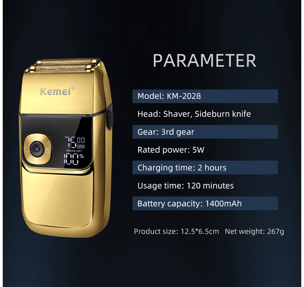2-in-1 Electric Shaver & Hair Trimmer for Men KM-2028