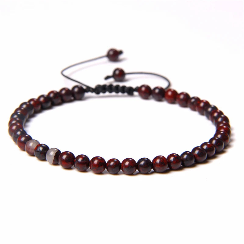 4MM Natural Stone Beaded Bracelet – Adjustable Unisex Quartz
