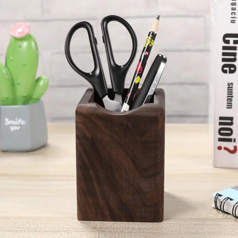 Wooden Material Desk ganizer Pen Holder Storage Box Pencil Case Stationery Tray Office Supplies School Accessories