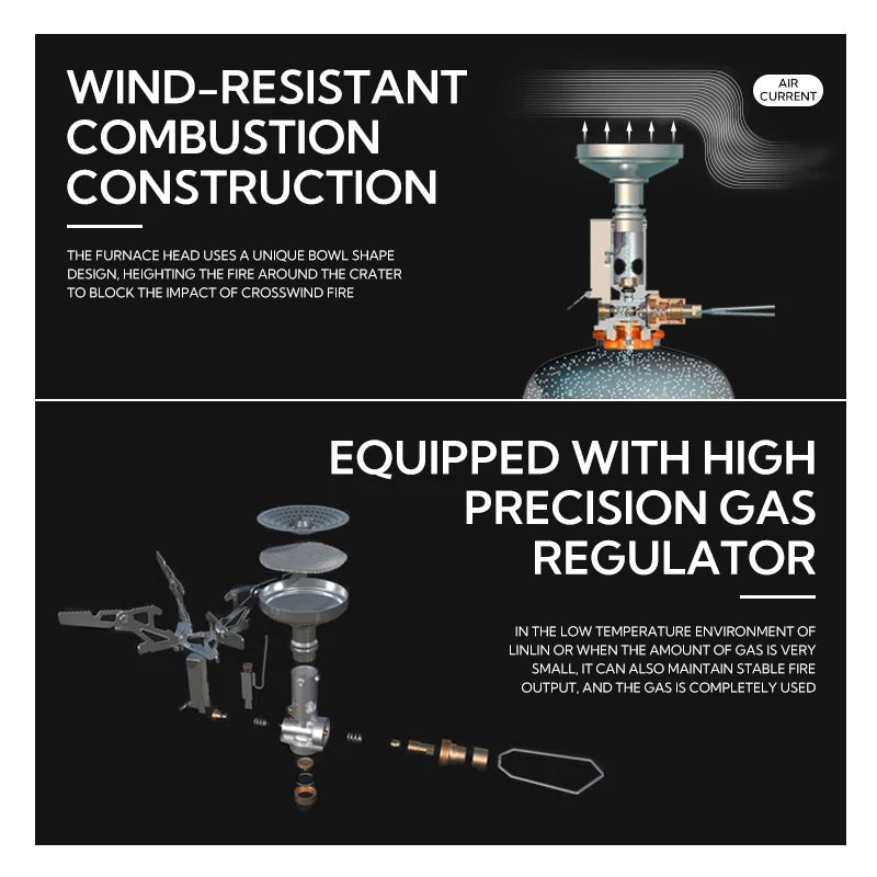 Campingmoon Mini Adjustable Gas Stove Portable Camping Accessory