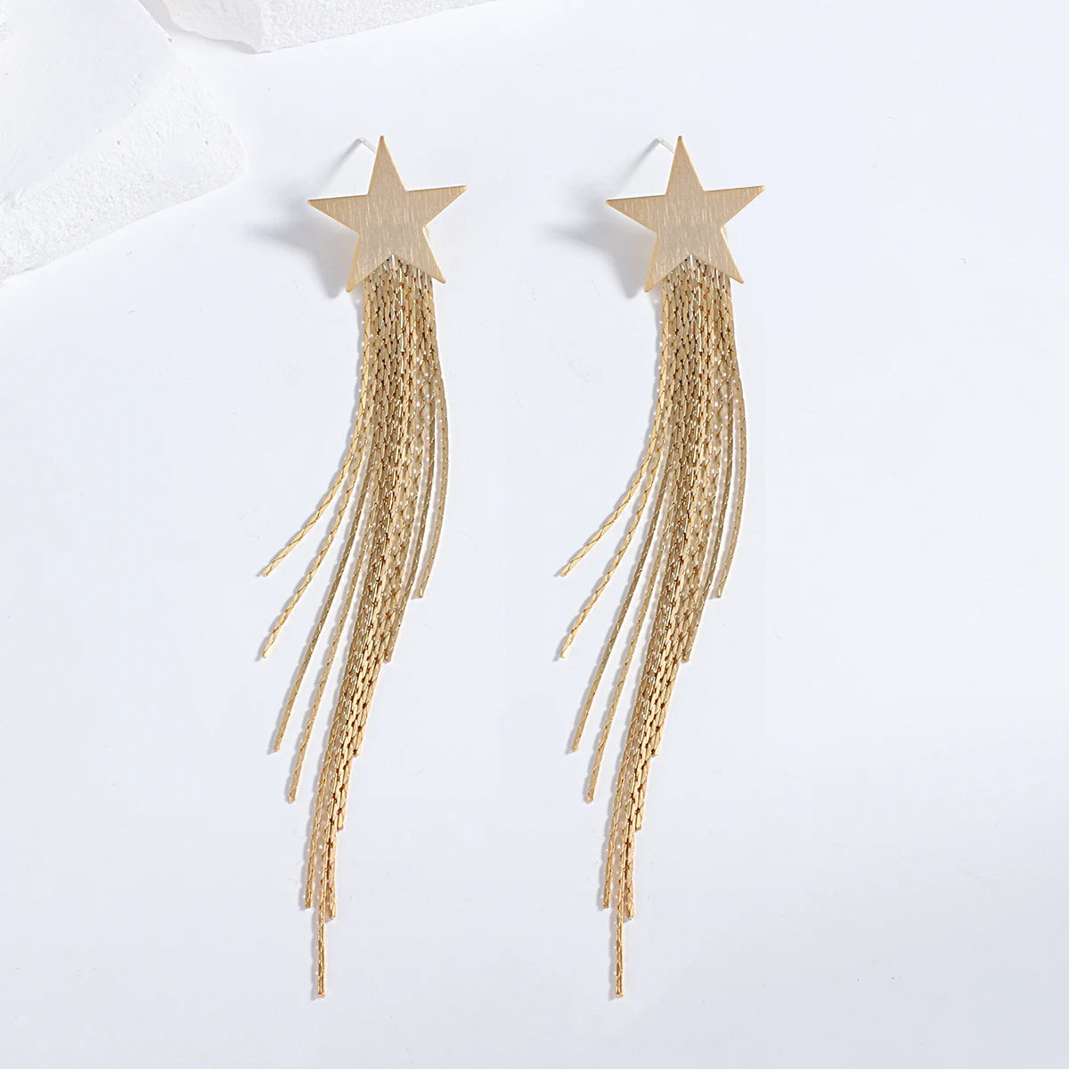 AENSOA Gold Star Tassel Drop Earrings for Women