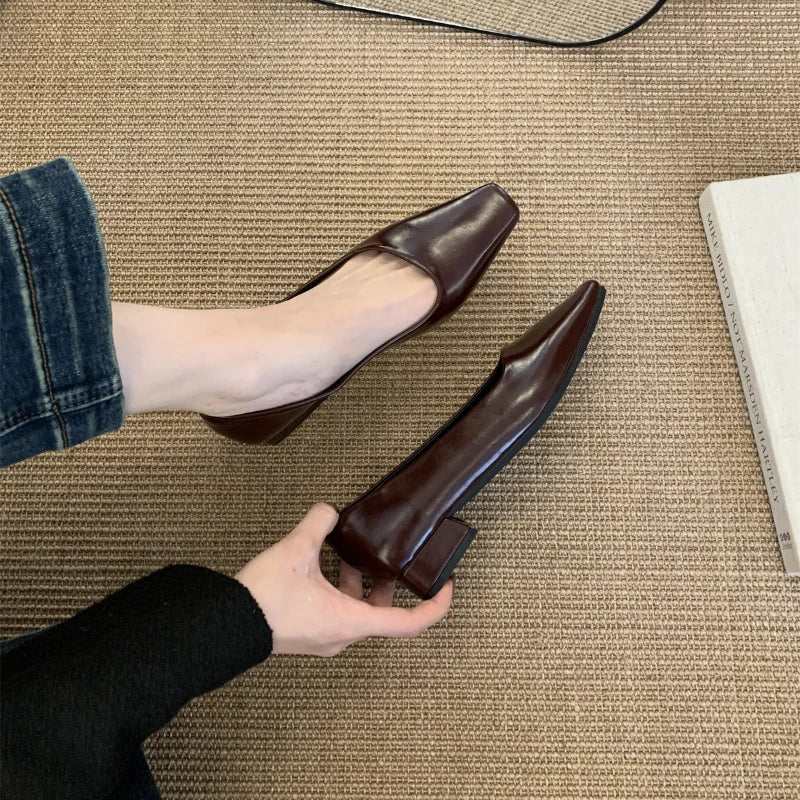 Elegant Women’s Low-Heel Pumps – Round Toe Spring