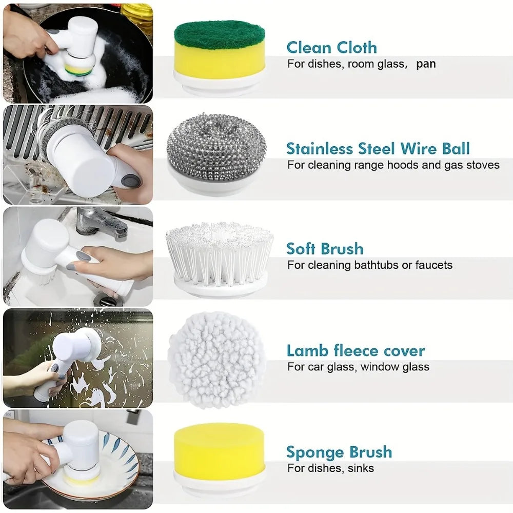 Electric Spin Scrubber – 5-in-1 Rechargeable Cleaning Brush