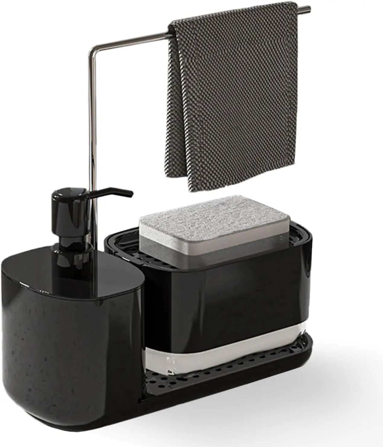 4-in-1 Kitchen Soap Dispenser with Sponge & Rag Rack