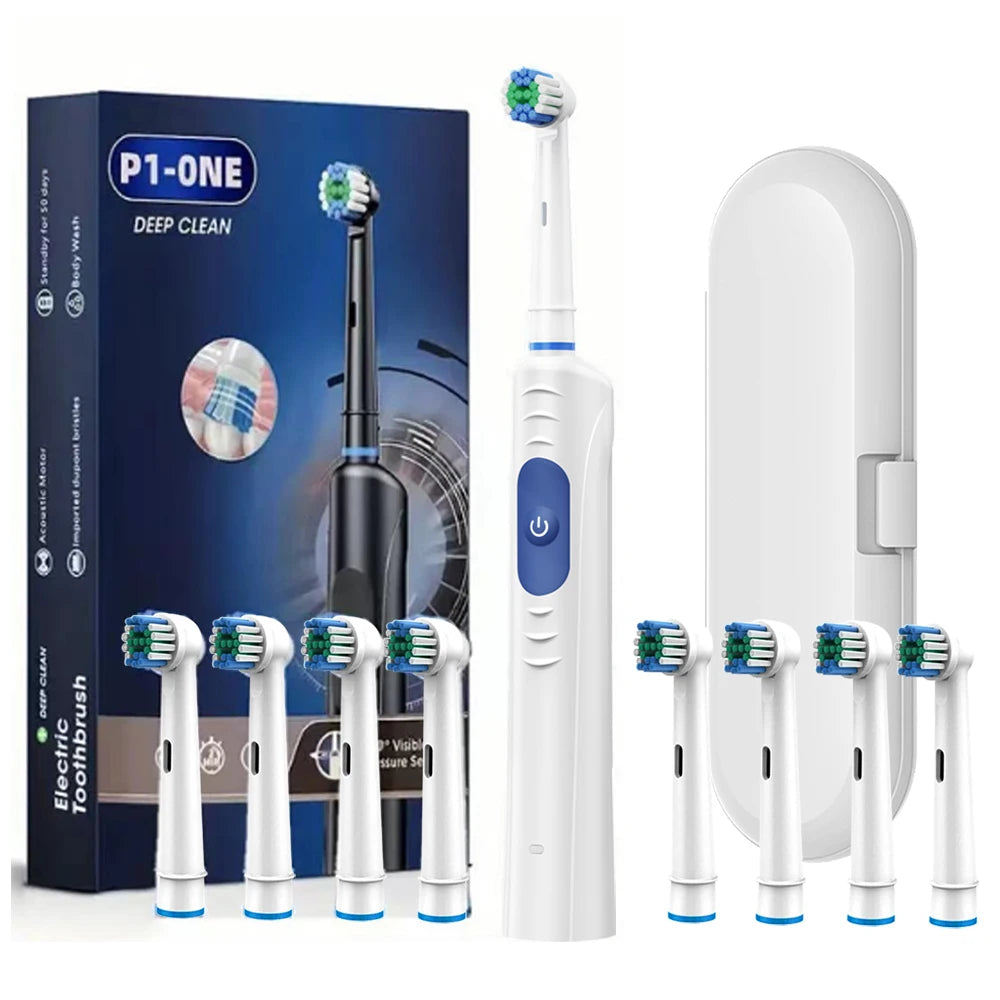 Rechargeable Rotary Electric Toothbrush – 8 Brush Heads