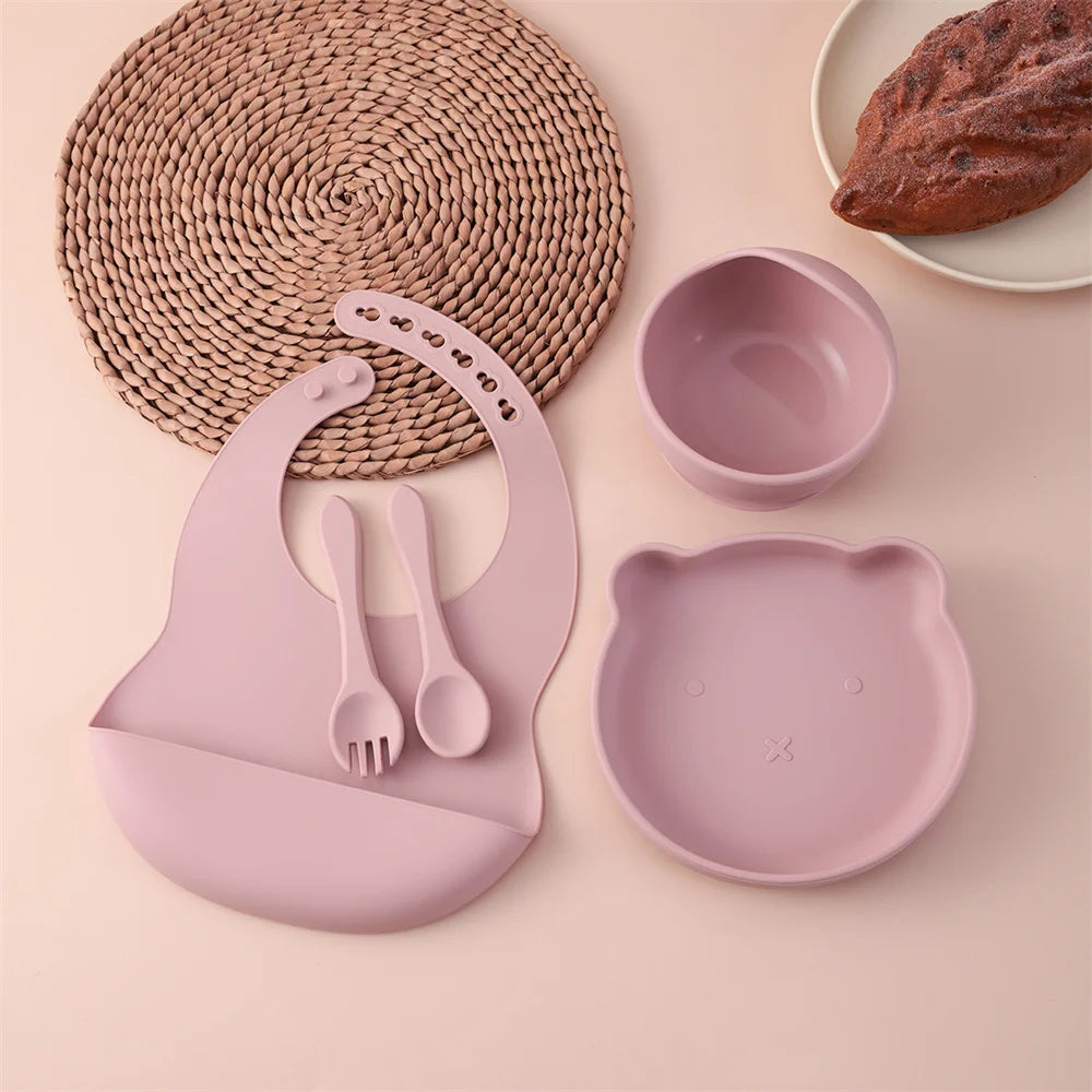 Kids 5PCS Silicone Feeding Set – BPA Free Dinnerware