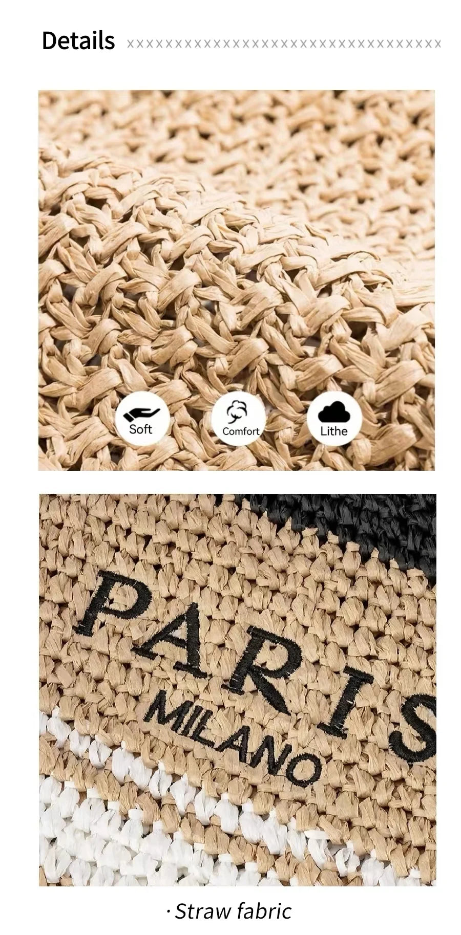 Women's Summer Beach Straw Style Tote Bag Handwoven Large Capacity Luxury Designer Travel Handbags Casual Portable Shoulder Bags