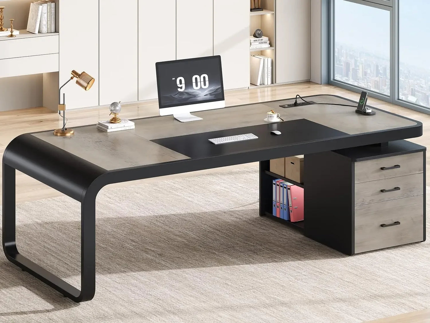 70.9" Executive Office Desk with Storage