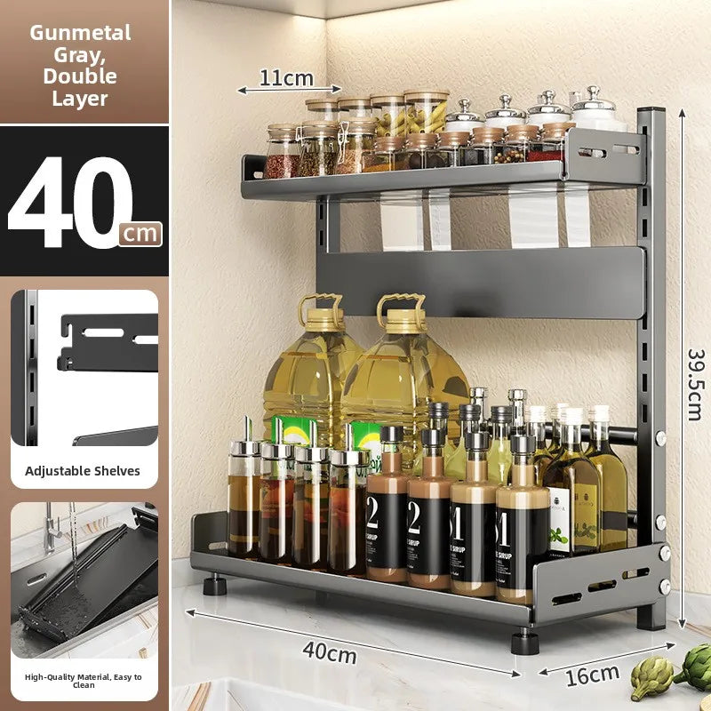 Multi-Layer Kitchen Storage Rack Carbon Steel for Spices and Tools