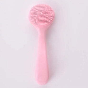 Silicone Facial Cleansing Brush Manual Makeup Residues Removal Face Cleaning Scrubber Long Handle Exfoliator Face Wash Brush