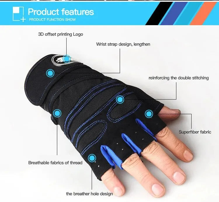 Men's Unisex Fitness & Weightlifting Gloves with Wrist Support