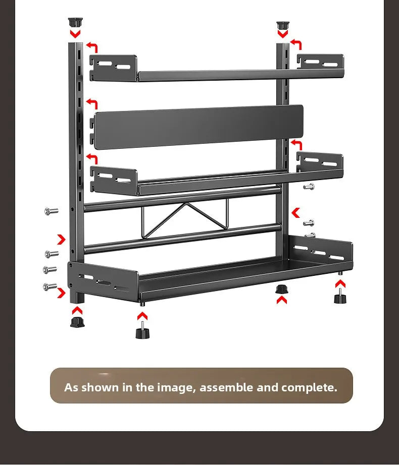 Multi-Layer Kitchen Storage Rack Carbon Steel for Spices and Tools