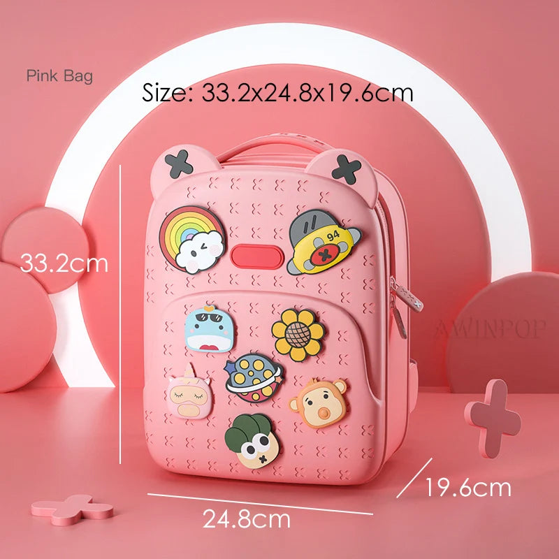 Fashion DIY Cartoon School Bags for Kids Boys Waterproof Children School Backpacks for Girls Kindergarten Kawaii Book Bag Gift